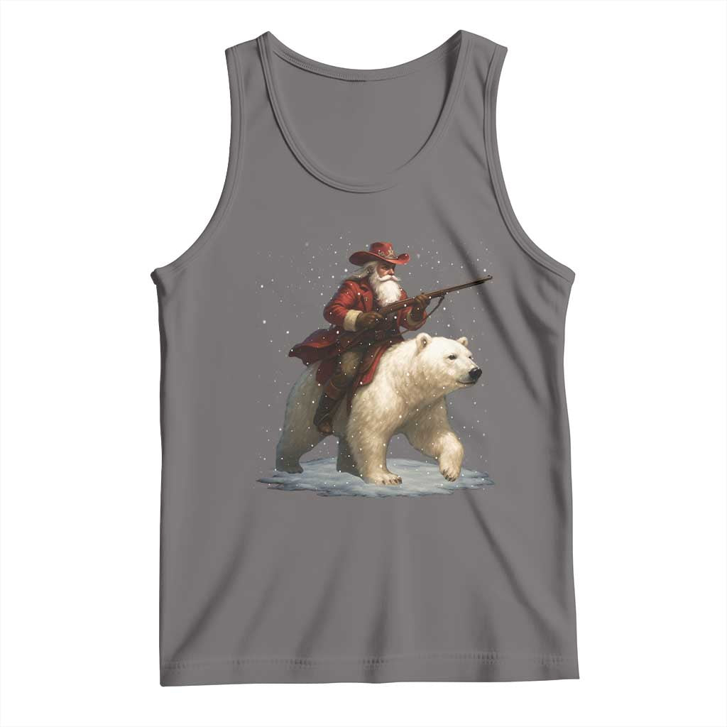 Funny Santa Gun Christmas Tank Top TS14 Deep Heather Print Your Wear