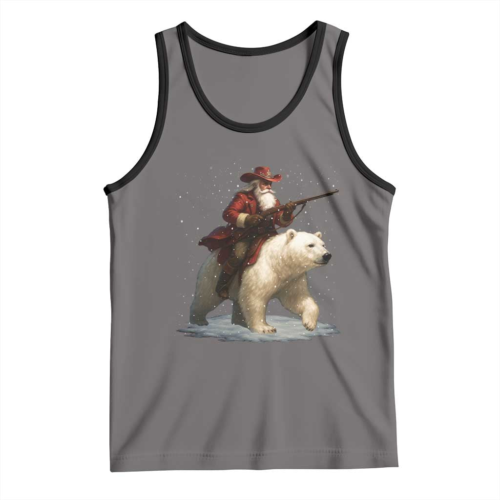 Funny Santa Gun Christmas Tank Top TS14 Deep Heather Black Print Your Wear