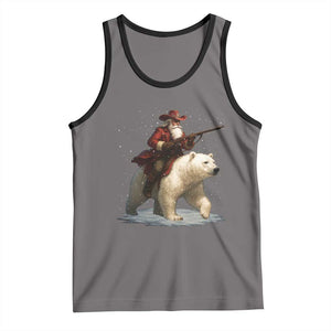 Funny Santa Gun Christmas Tank Top TS14 Deep Heather Black Print Your Wear