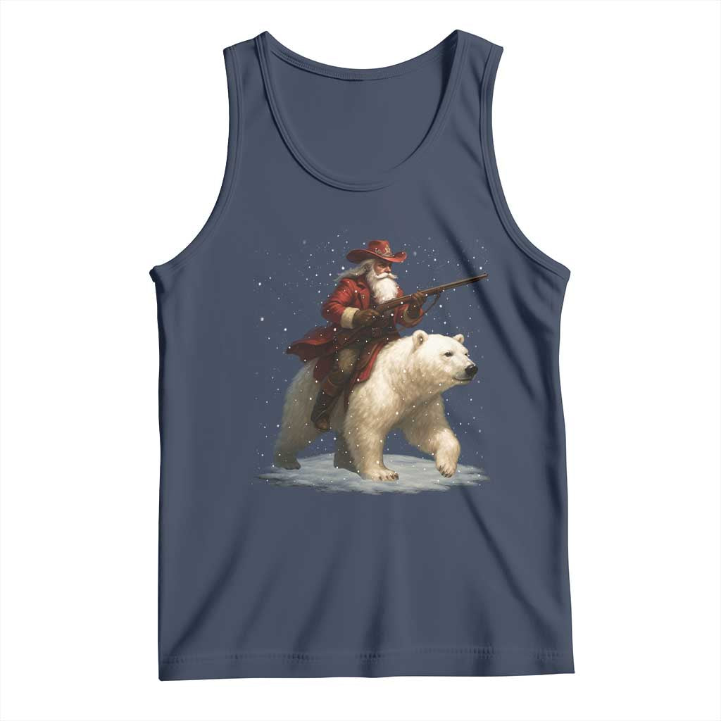 Funny Santa Gun Christmas Tank Top TS14 Navy Print Your Wear
