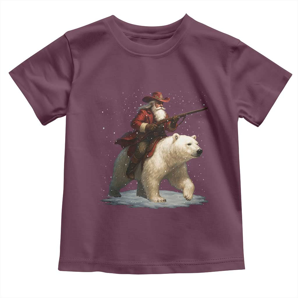 Funny Santa Gun Christmas Toddler T Shirt TS14 Maroon Print Your Wear