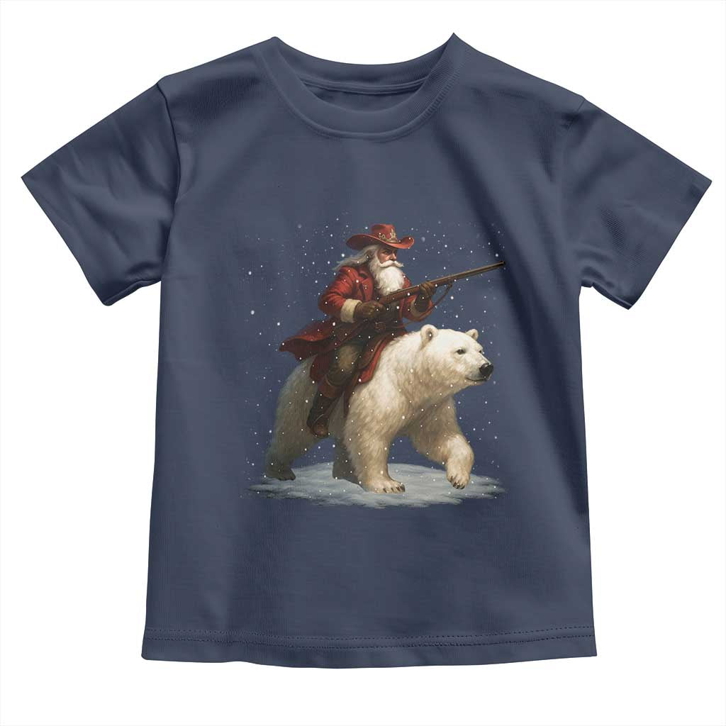 Funny Santa Gun Christmas Toddler T Shirt TS14 Navy Print Your Wear