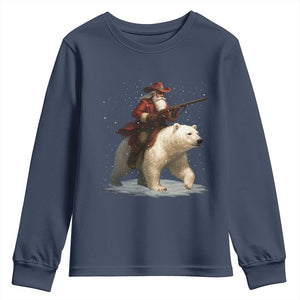 Funny Santa Gun Christmas Youth Sweatshirt TS14 Navy Print Your Wear