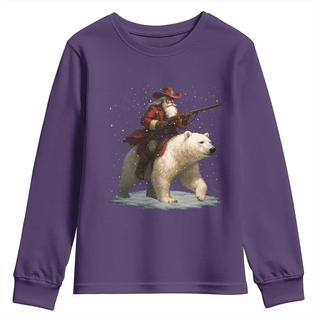 Funny Santa Gun Christmas Youth Sweatshirt TS14 Purple Print Your Wear