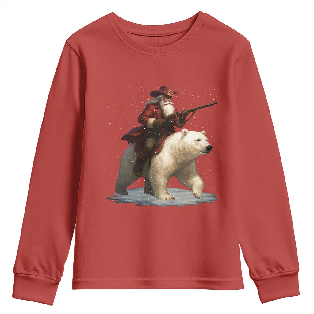 Funny Santa Gun Christmas Youth Sweatshirt TS14 Red Print Your Wear