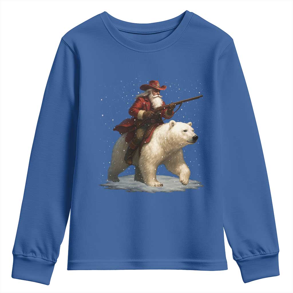 Funny Santa Gun Christmas Youth Sweatshirt TS14 Royal Blue Print Your Wear
