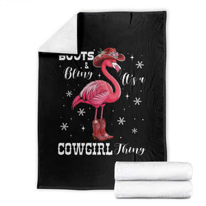 Cowboy Flamingo Throw Blanket Boots And Bling It Is A Cowgirl Thing TS14 Black Print Your Wear