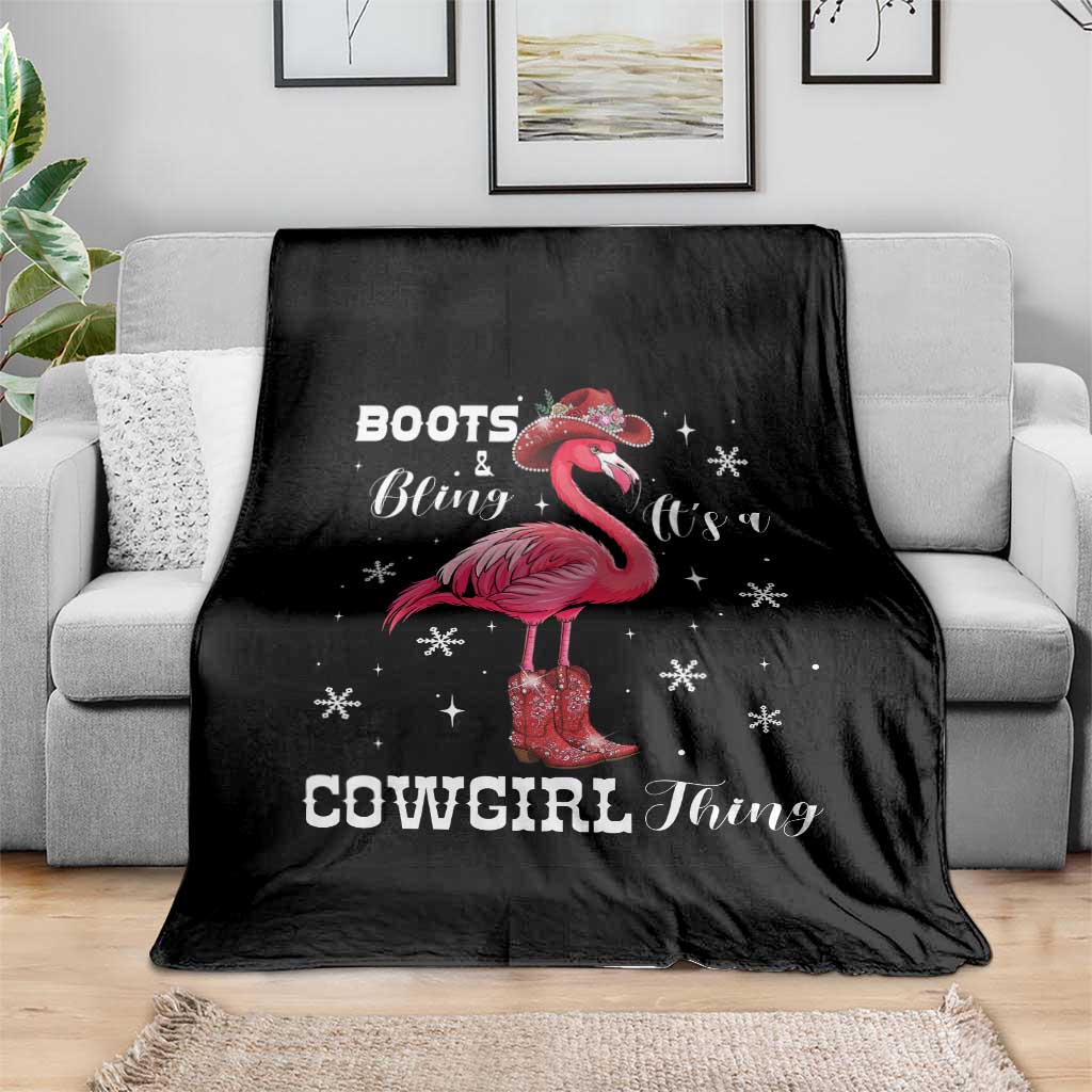 Cowboy Flamingo Throw Blanket Boots And Bling It Is A Cowgirl Thing TS14 Print Your Wear