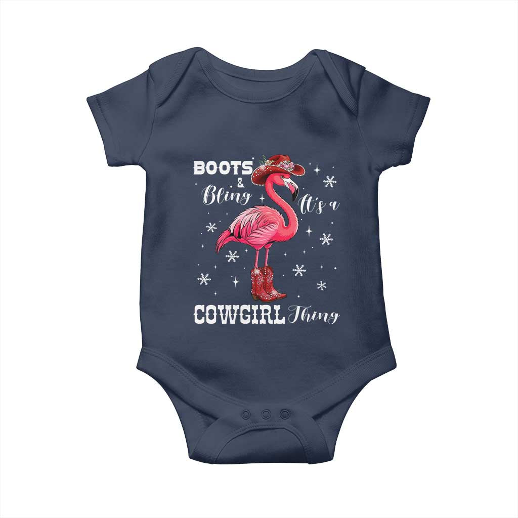 Cowboy Flamingo Baby Onesie Boots And Bling It Is A Cowgirl Thing TS14 Navy Print Your Wear