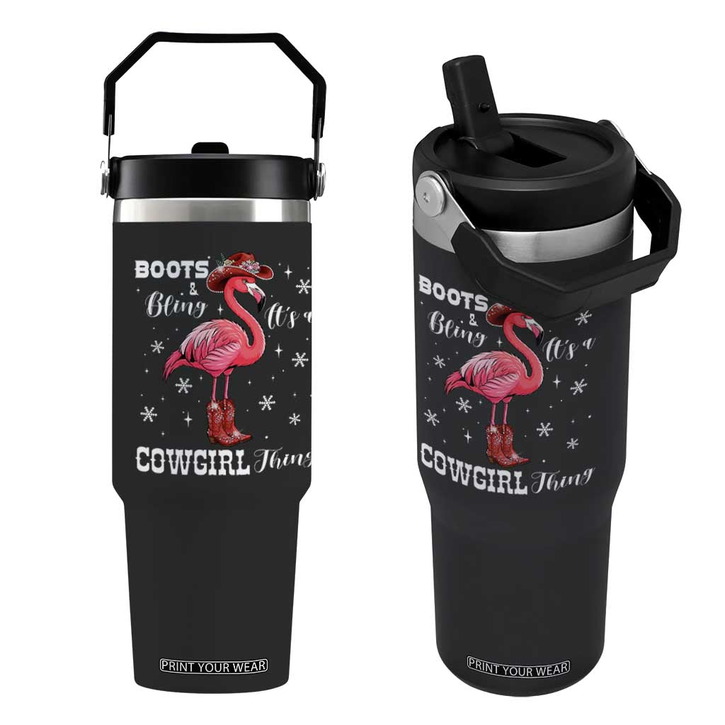 Cowboy Flamingo Flip Straw Tumbler Boots And Bling It Is A Cowgirl Thing TS14 One Size: 30 oz Black Print Your Wear