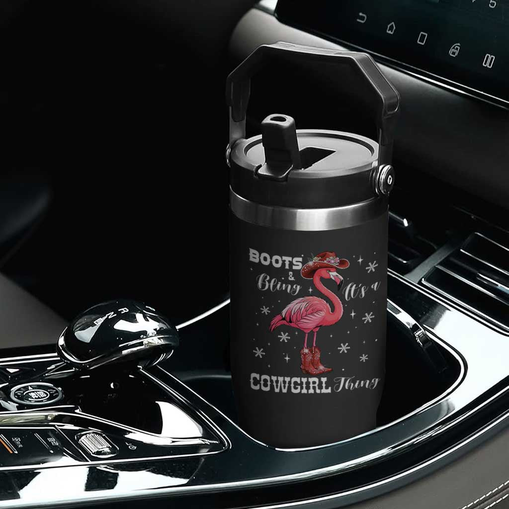 Cowboy Flamingo Flip Straw Tumbler Boots And Bling It Is A Cowgirl Thing TS14 Print Your Wear