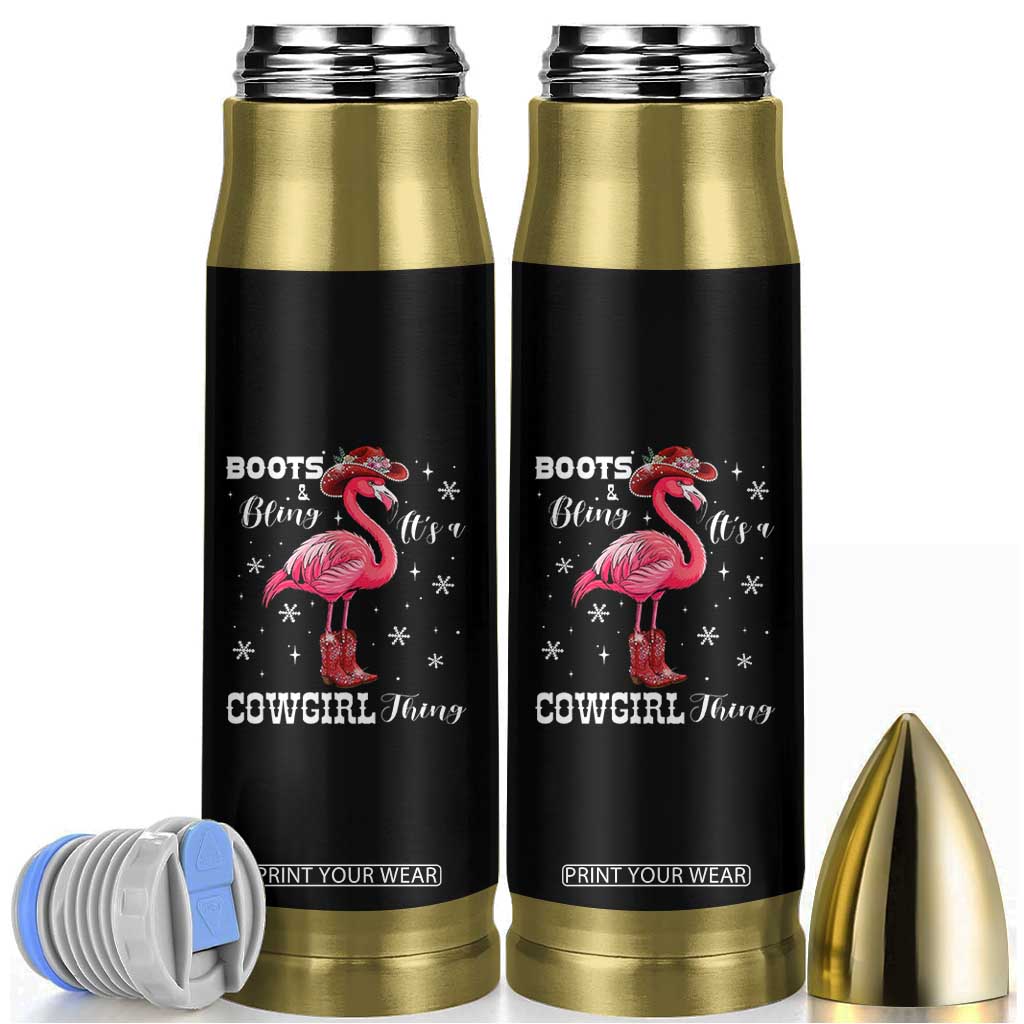 Cowboy Flamingo Bullet Tumbler Boots And Bling It Is A Cowgirl Thing TS14 Black Print Your Wear