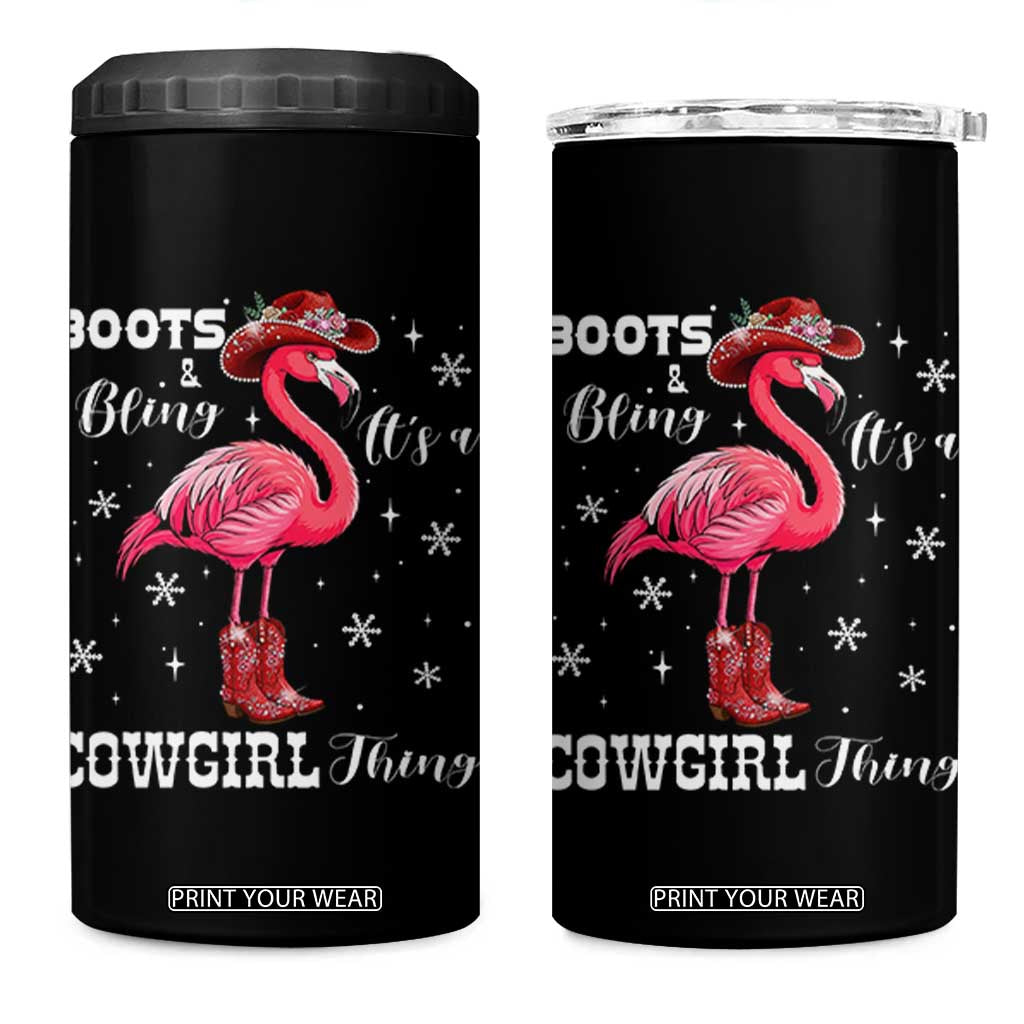 Cowboy Flamingo 4 in 1 Can Cooler Tumbler Boots And Bling It Is A Cowgirl Thing TS14 One Size: 16 oz Black Print Your Wear