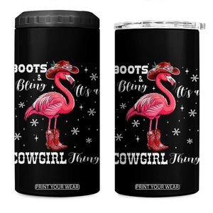 Cowboy Flamingo 4 in 1 Can Cooler Tumbler Boots And Bling It Is A Cowgirl Thing TS14 One Size: 16 oz Black Print Your Wear