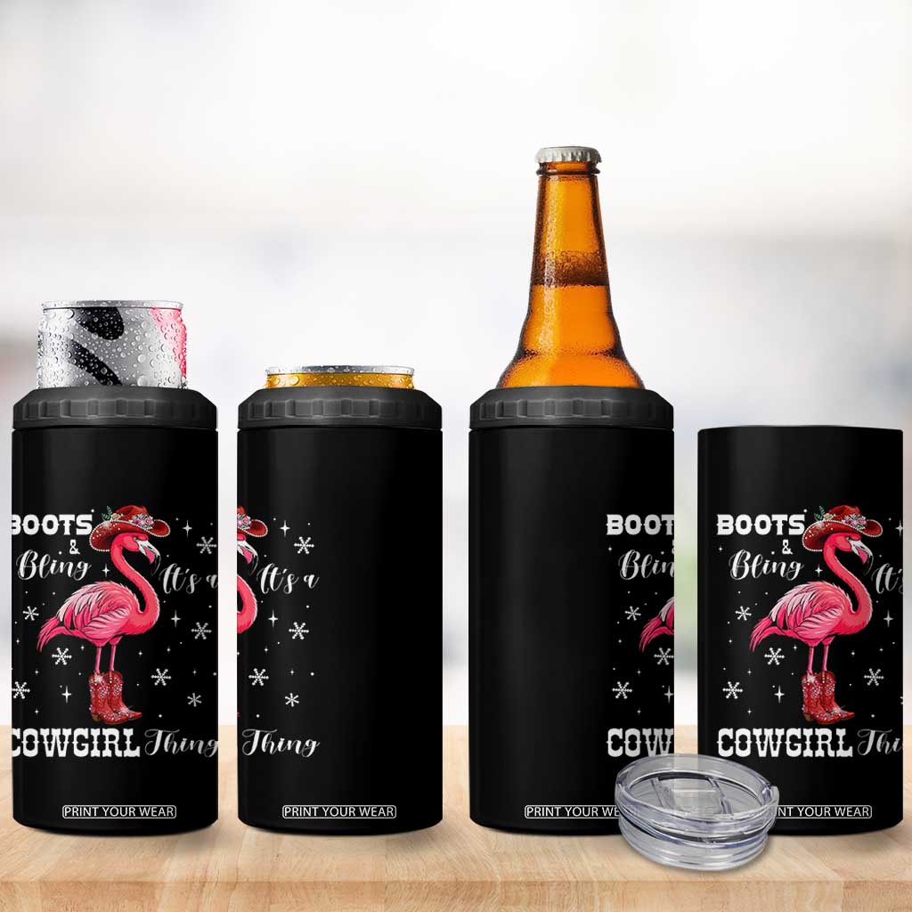Cowboy Flamingo 4 in 1 Can Cooler Tumbler Boots And Bling It Is A Cowgirl Thing TS14 Print Your Wear