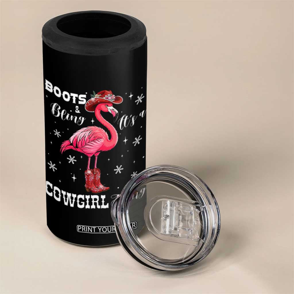 Cowboy Flamingo 4 in 1 Can Cooler Tumbler Boots And Bling It Is A Cowgirl Thing TS14 Print Your Wear