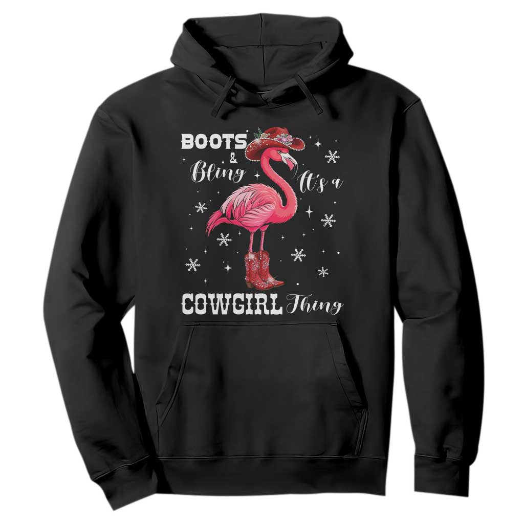 Cowboy Flamingo Hoodie Boots And Bling It Is A Cowgirl Thing TS14 Black Print Your Wear
