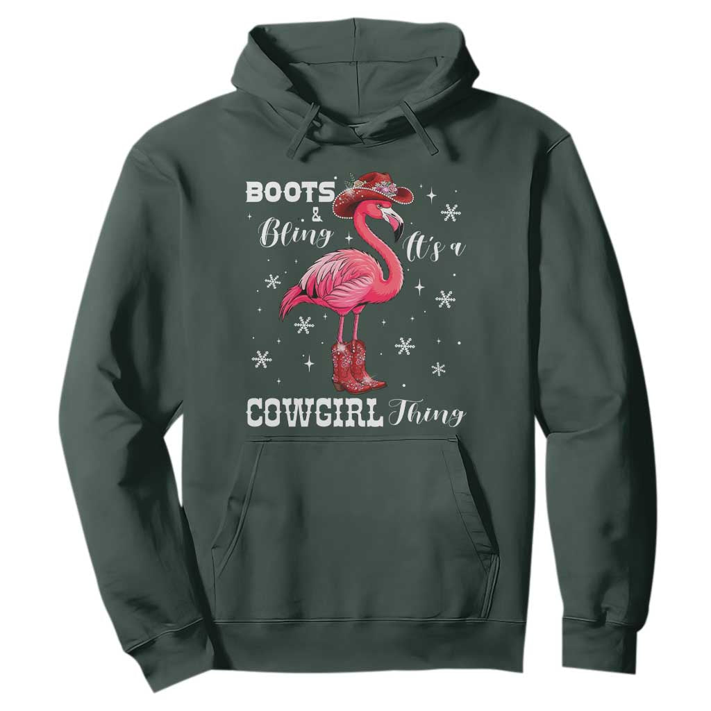 Cowboy Flamingo Hoodie Boots And Bling It Is A Cowgirl Thing TS14 Dark Forest Green Print Your Wear