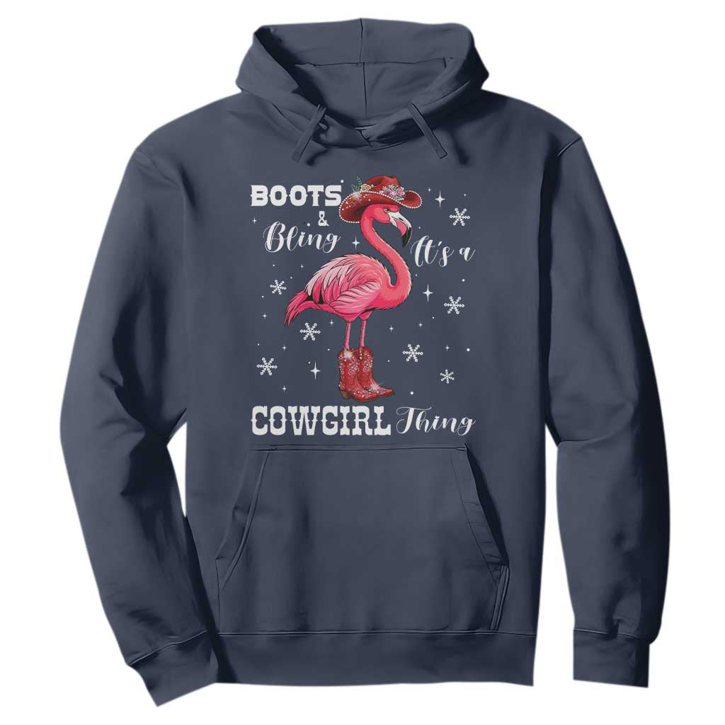 Cowboy Flamingo Hoodie Boots And Bling It Is A Cowgirl Thing TS14 Navy Print Your Wear