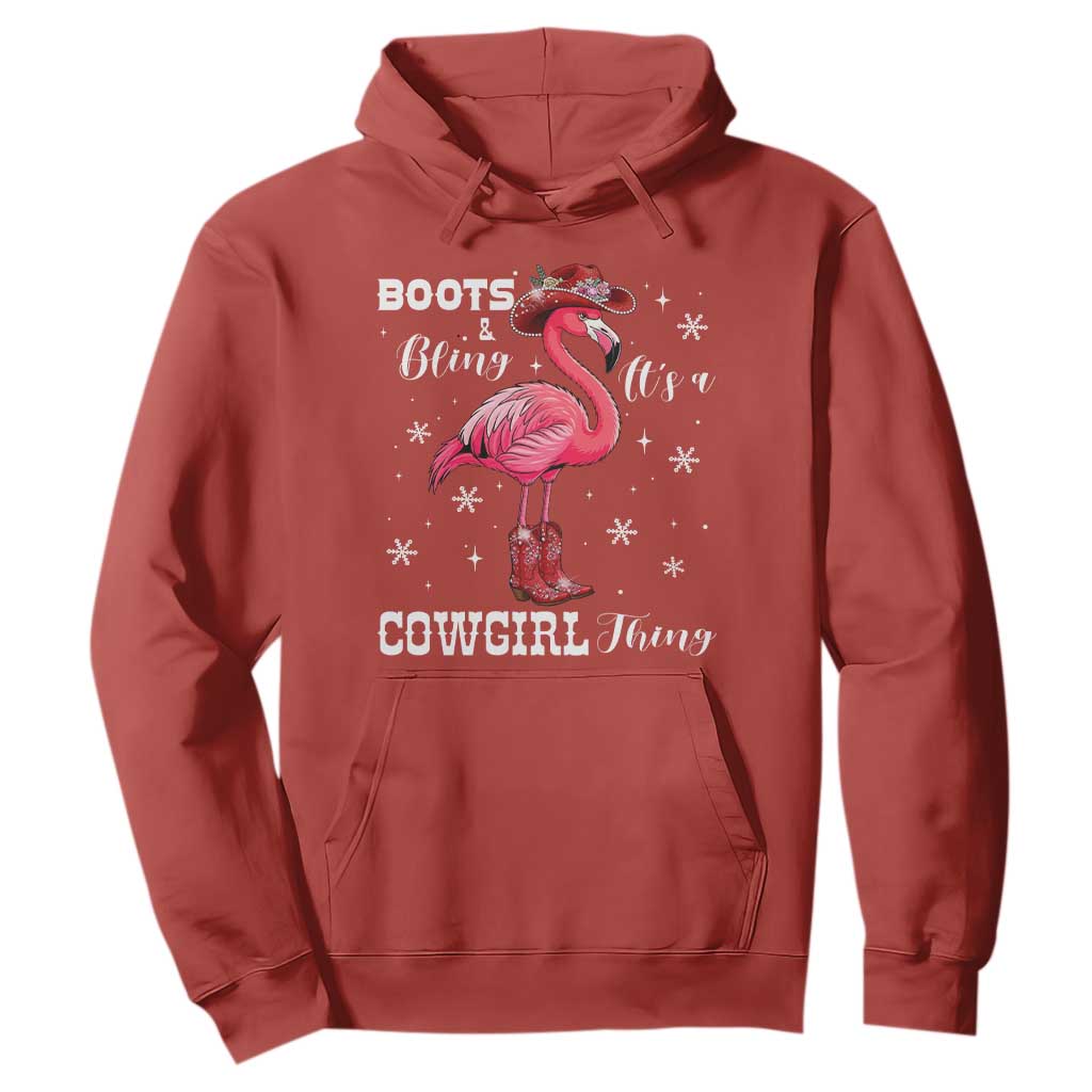 Cowboy Flamingo Hoodie Boots And Bling It Is A Cowgirl Thing TS14 Red Print Your Wear
