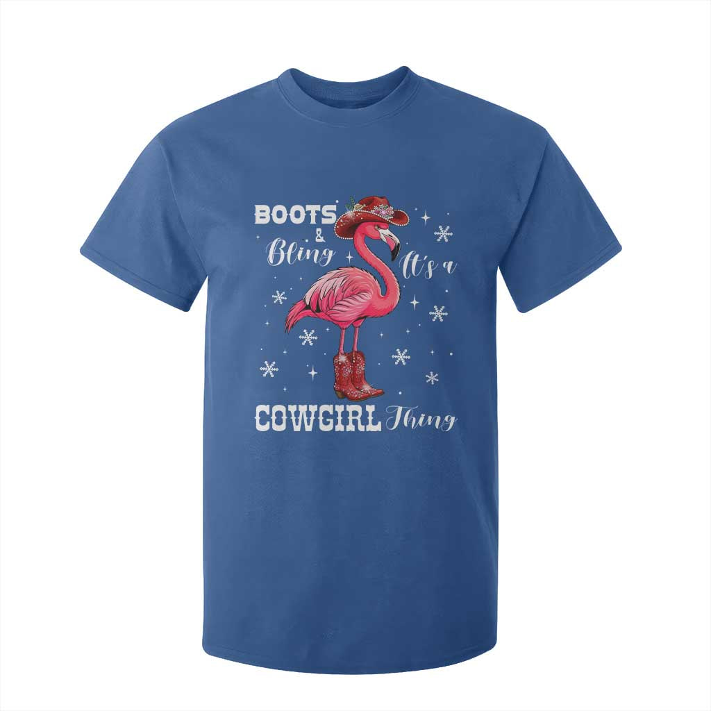Cowboy Flamingo T Shirt For Kid Boots And Bling It Is A Cowgirl Thing TS14 Royal Blue Print Your Wear