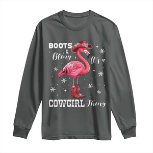 Cowboy Flamingo Long Sleeve Shirt Boots And Bling It Is A Cowgirl Thing TS14 Dark Heather Print Your Wear