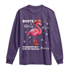 Cowboy Flamingo Long Sleeve Shirt Boots And Bling It Is A Cowgirl Thing TS14 Purple Print Your Wear