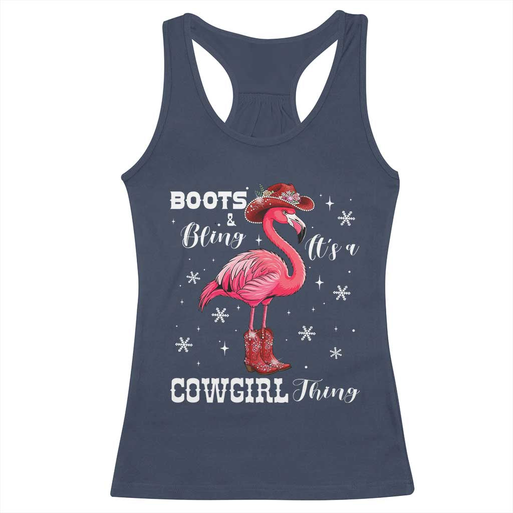 Cowboy Flamingo Racerback Tank Top Boots And Bling It Is A Cowgirl Thing TS14 Navy Print Your Wear