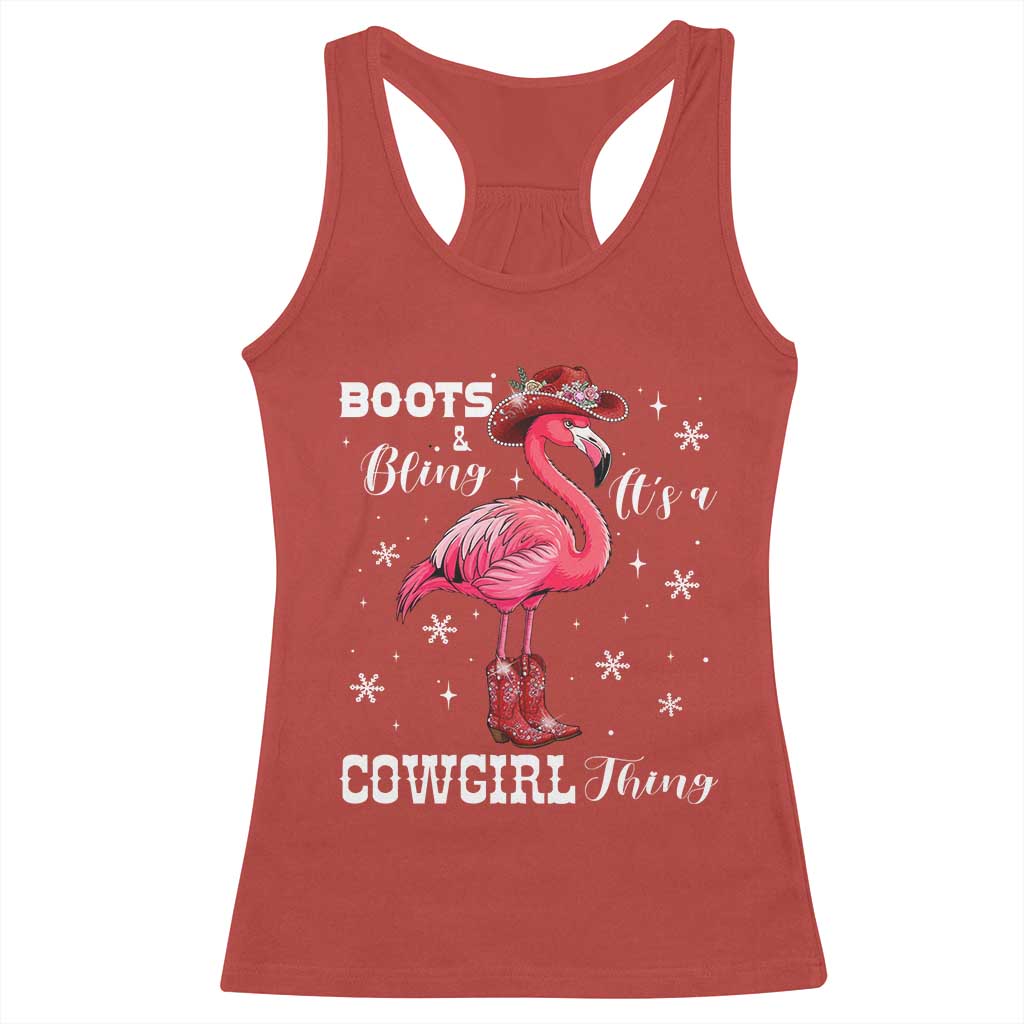 Cowboy Flamingo Racerback Tank Top Boots And Bling It Is A Cowgirl Thing TS14 Red Print Your Wear