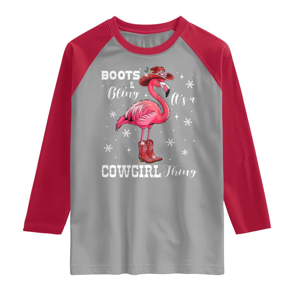 Cowboy Flamingo Raglan Shirt Boots And Bling It Is A Cowgirl Thing TS14 Sport Gray Red Print Your Wear