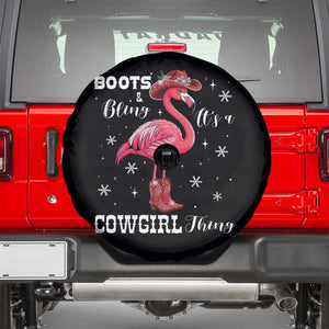 Cowboy Flamingo Spare Tire Cover Boots And Bling It Is A Cowgirl Thing TS14 Black Print Your Wear