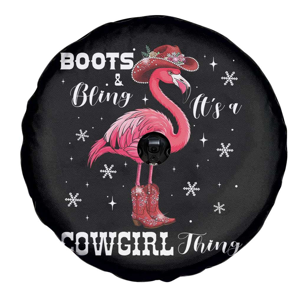 Cowboy Flamingo Spare Tire Cover Boots And Bling It Is A Cowgirl Thing TS14 Print Your Wear