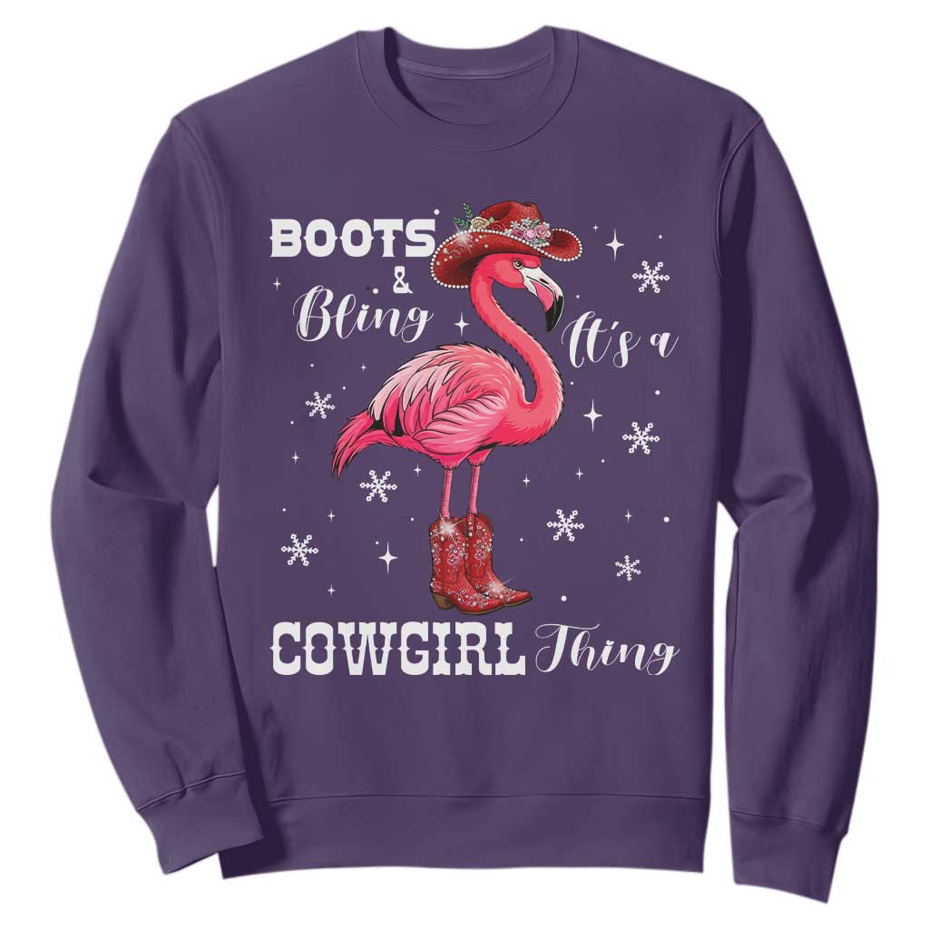Cowboy Flamingo Sweatshirt Boots And Bling It Is A Cowgirl Thing TS14 Purple Print Your Wear