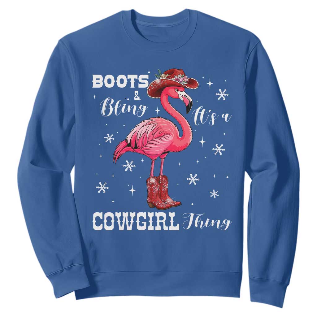 Cowboy Flamingo Sweatshirt Boots And Bling It Is A Cowgirl Thing TS14 Royal Blue Print Your Wear