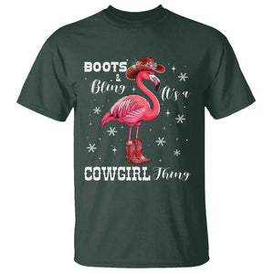 Cowboy Flamingo T Shirt Boots And Bling It Is A Cowgirl Thing TS14 Dark Forest Green Print Your Wear