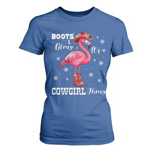 Cowboy Flamingo T Shirt For Women Boots And Bling It Is A Cowgirl Thing TS14 Royal Blue Print Your Wear