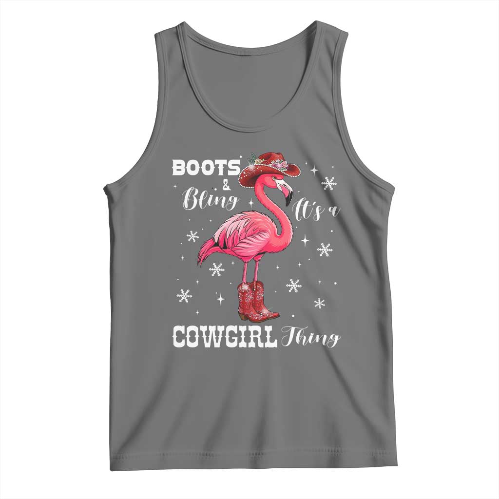 Cowboy Flamingo Tank Top Boots And Bling It Is A Cowgirl Thing TS14 Black Heather Print Your Wear