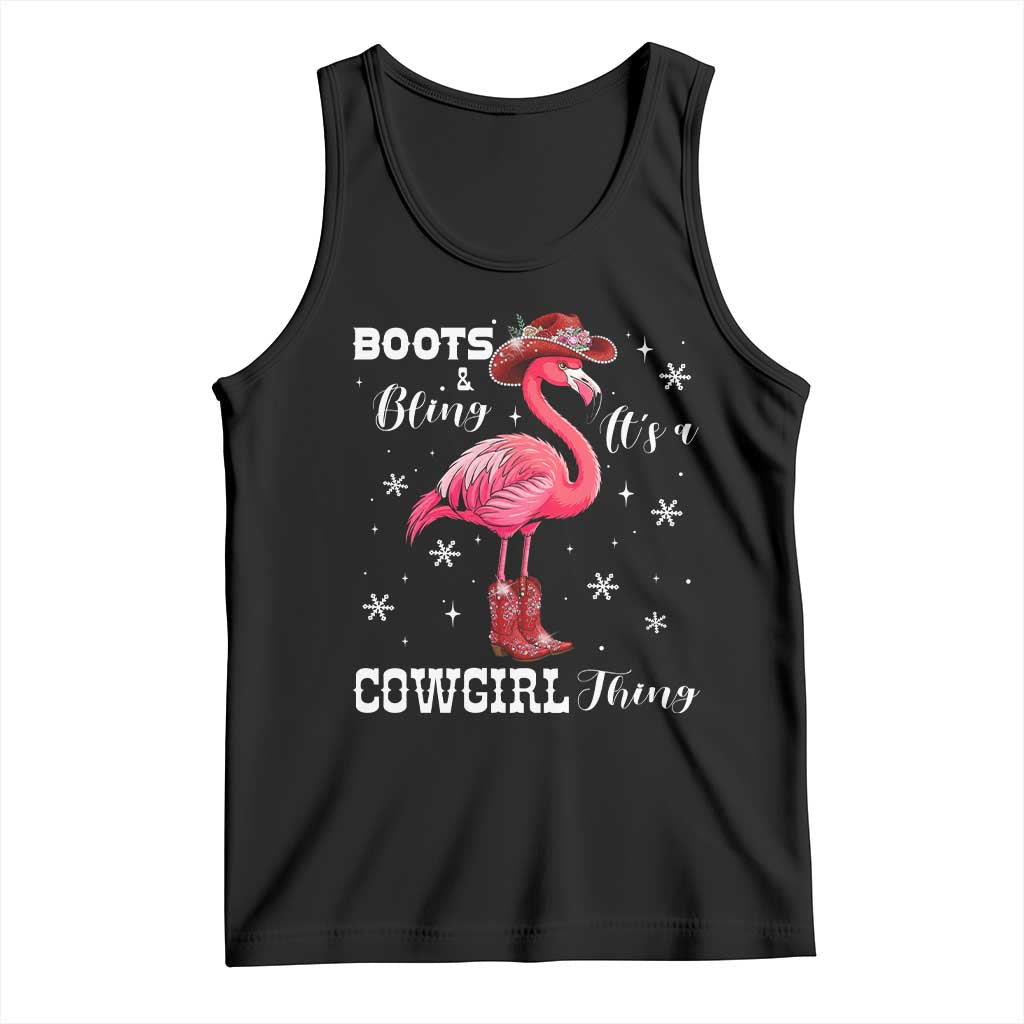 Cowboy Flamingo Tank Top Boots And Bling It Is A Cowgirl Thing TS14 Black Print Your Wear