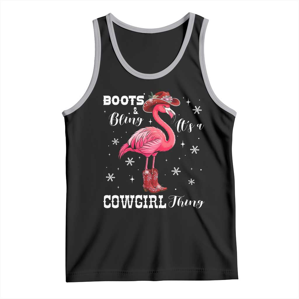 Cowboy Flamingo Tank Top Boots And Bling It Is A Cowgirl Thing TS14 Black Athletic Heather Print Your Wear