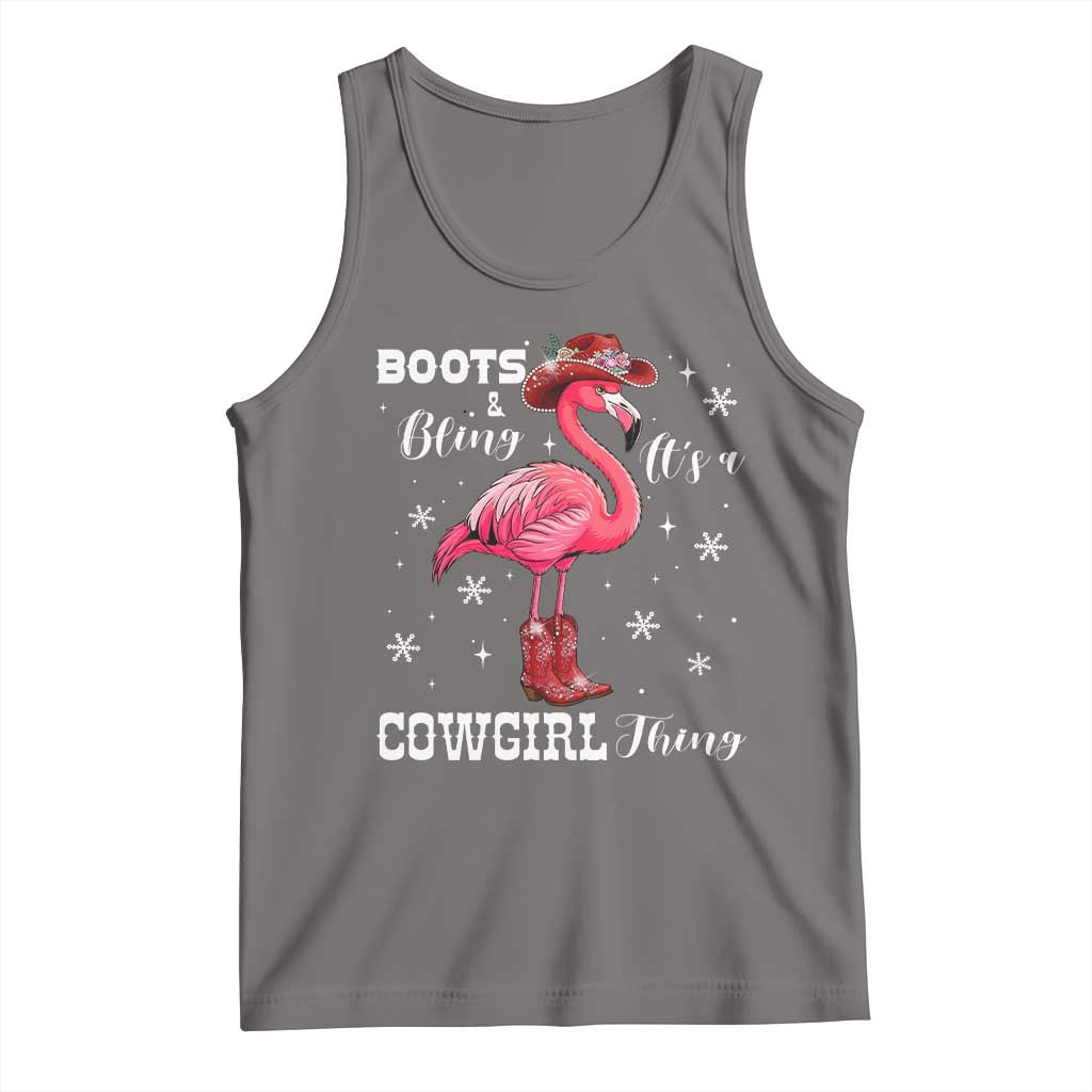 Cowboy Flamingo Tank Top Boots And Bling It Is A Cowgirl Thing TS14 Deep Heather Print Your Wear