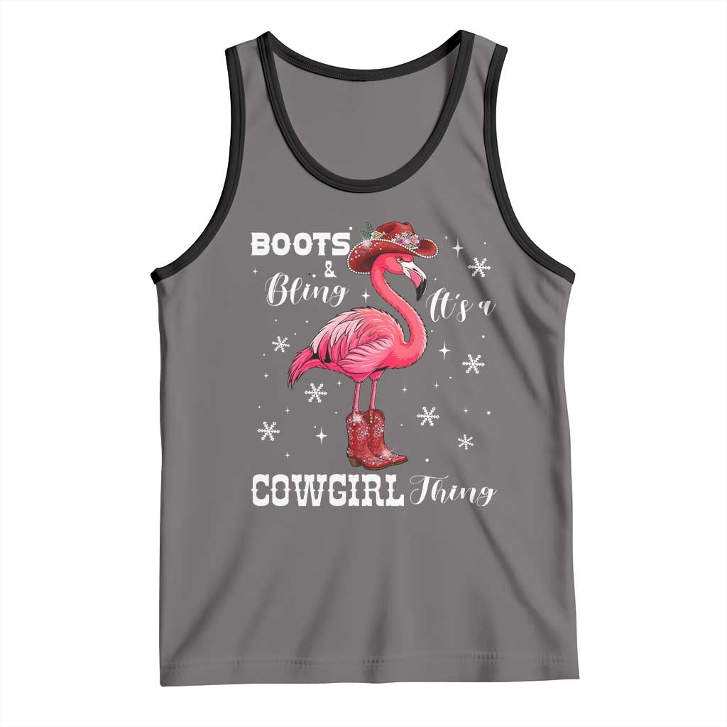 Cowboy Flamingo Tank Top Boots And Bling It Is A Cowgirl Thing TS14 Deep Heather Black Print Your Wear