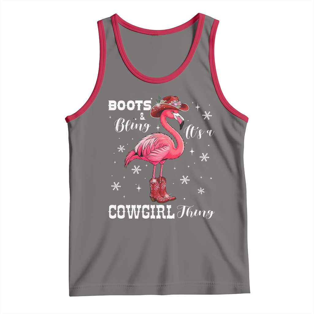 Cowboy Flamingo Tank Top Boots And Bling It Is A Cowgirl Thing TS14 Deep Heather Red Print Your Wear