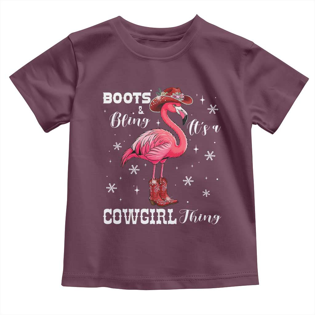 Cowboy Flamingo Toddler T Shirt Boots And Bling It Is A Cowgirl Thing TS14 Maroon Print Your Wear