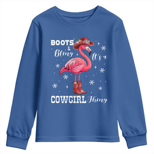 Cowboy Flamingo Youth Sweatshirt Boots And Bling It Is A Cowgirl Thing TS14 Royal Blue Print Your Wear