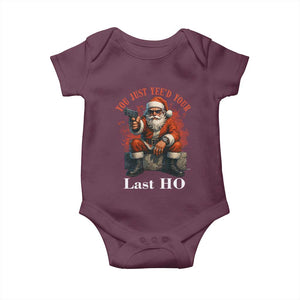 Funny Santa Gun Christmas Baby Onesie You Just Yeed Your Last Ho TS14 Maroon Print Your Wear