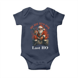 Funny Santa Gun Christmas Baby Onesie You Just Yeed Your Last Ho TS14 Navy Print Your Wear