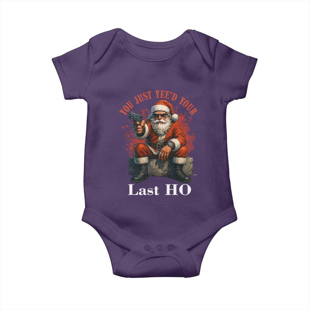 Funny Santa Gun Christmas Baby Onesie You Just Yeed Your Last Ho TS14 Purple Print Your Wear