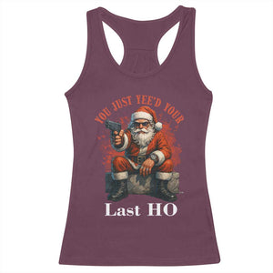 Funny Santa Gun Christmas Racerback Tank Top You Just Yeed Your Last Ho TS14 Maroon Print Your Wear