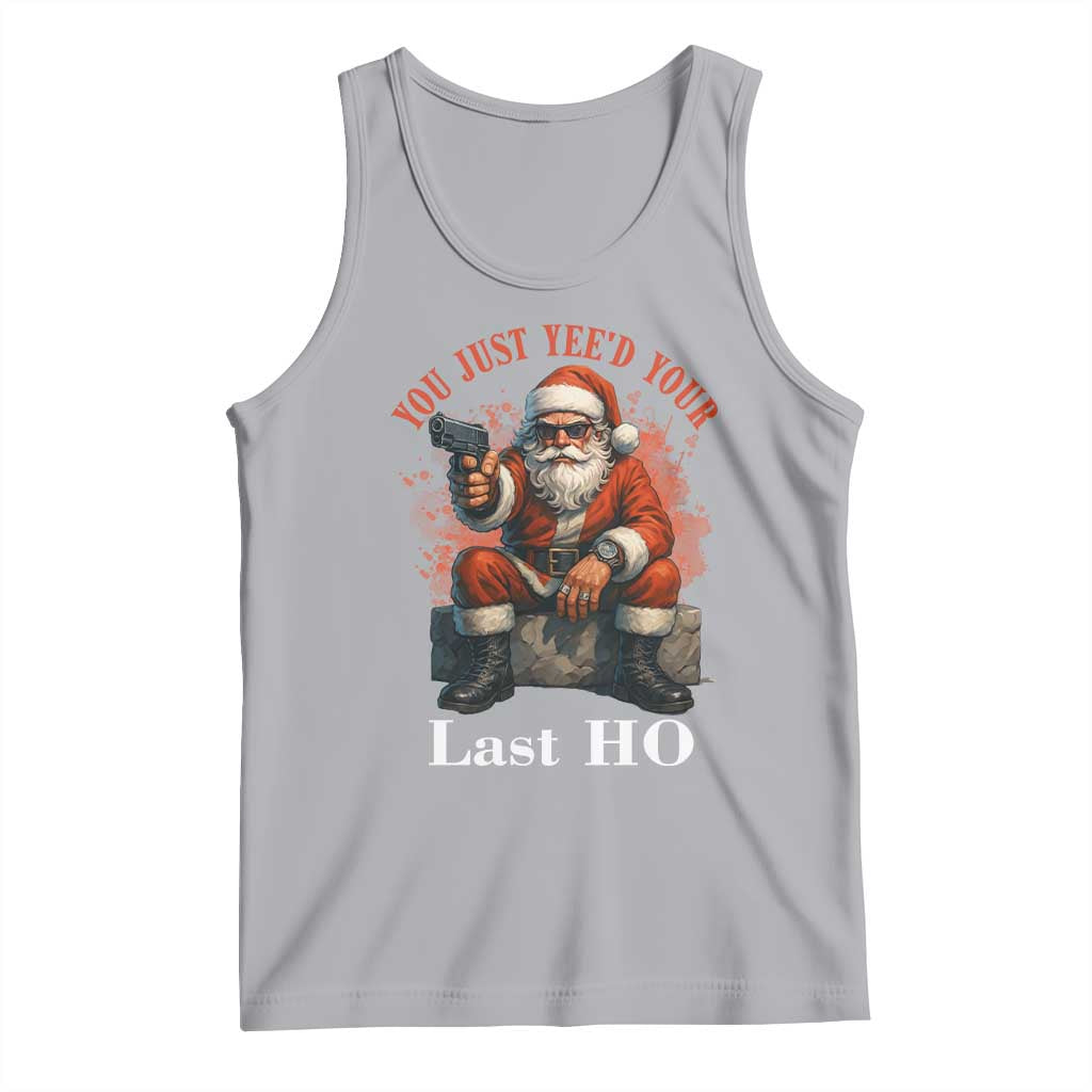 Funny Santa Gun Christmas Tank Top You Just Yeed Your Last Ho TS14 Athletic Heather Print Your Wear