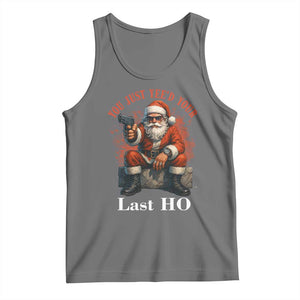 Funny Santa Gun Christmas Tank Top You Just Yeed Your Last Ho TS14 Black Heather Print Your Wear